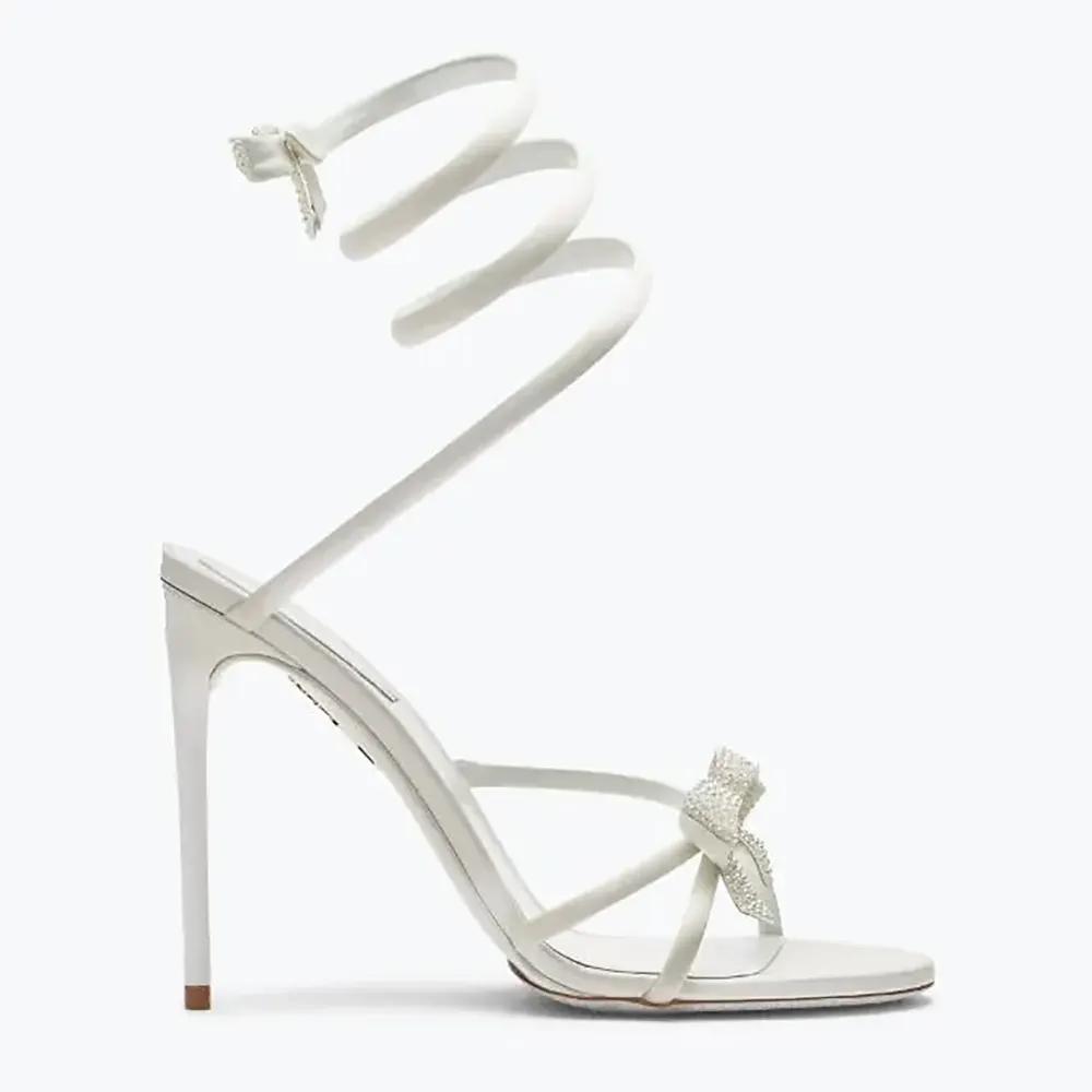 Rene Caovilla Women Cleo Ivory Sandal with Bows 105 C12086105R001X318